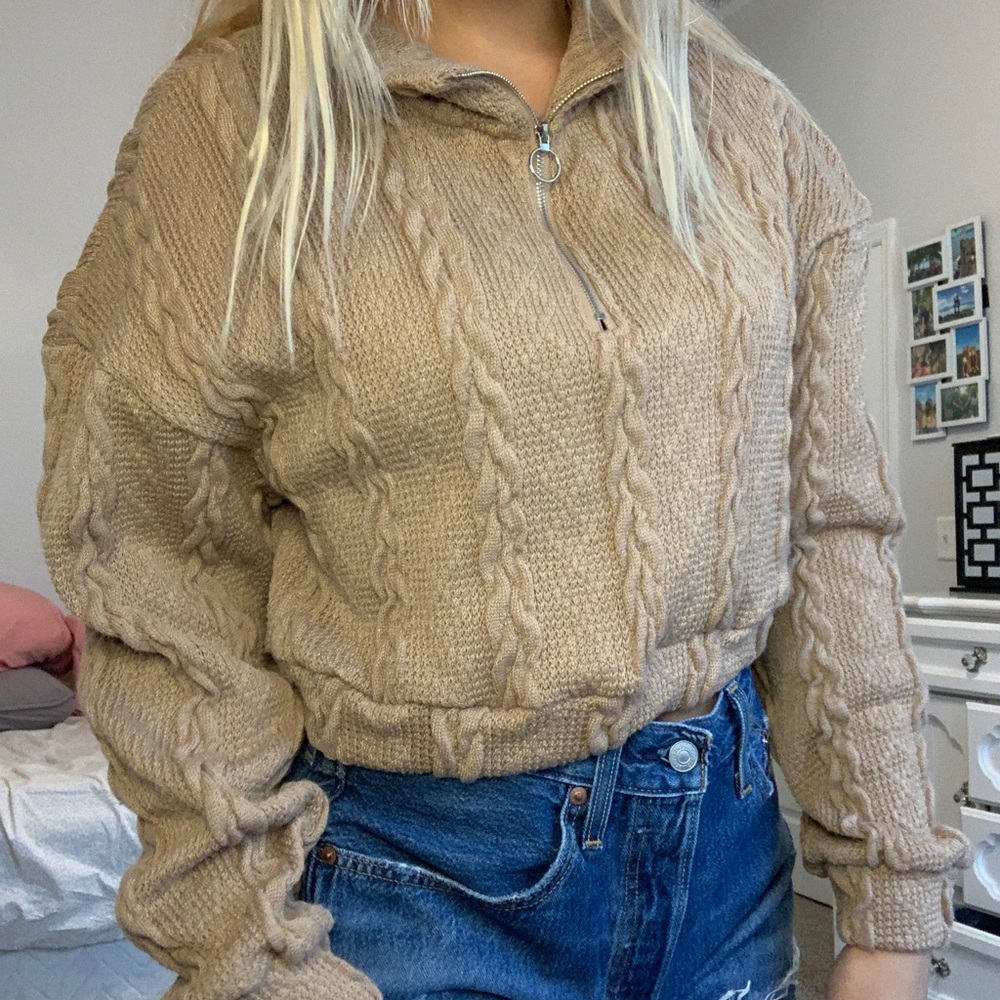 Tan cropped sweater